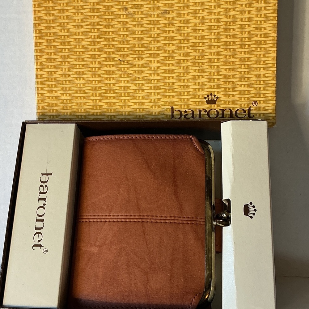★ Baronet Genuine Leather Wallet Brown Vintage Clutch Organizer NIB - Picture 1 of 6